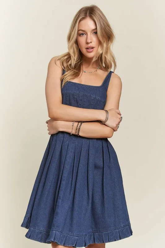 ADORA Smocked Back Blue Denim Dress