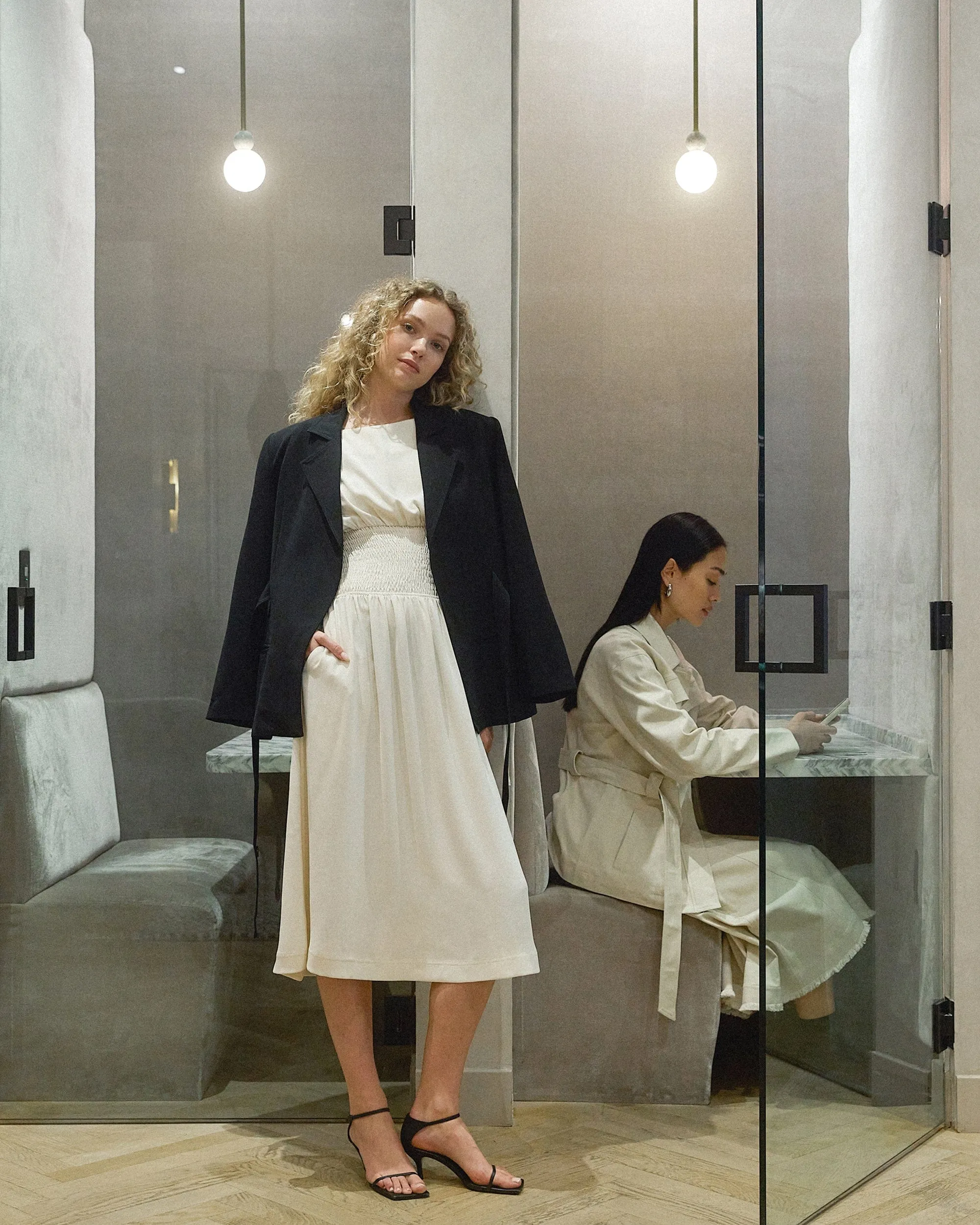 Ayumi Gathered-Shoulder Dress