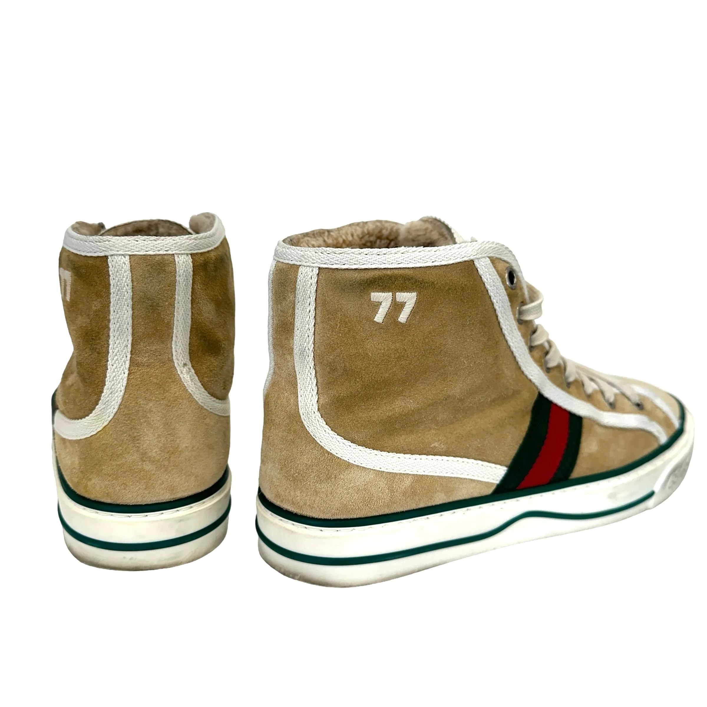 Cream Suede & Shearling Sneakers - 7.5