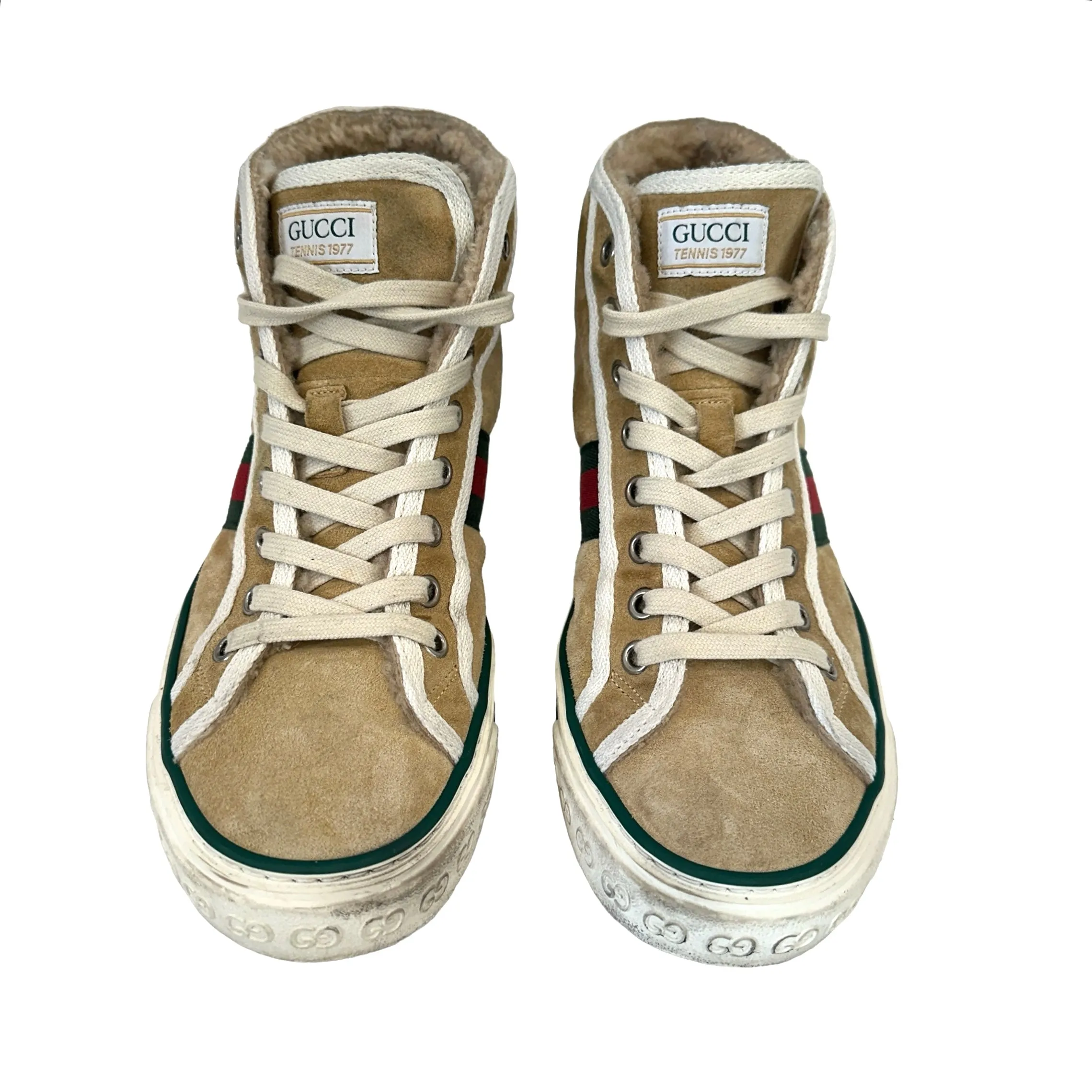 Cream Suede & Shearling Sneakers - 7.5
