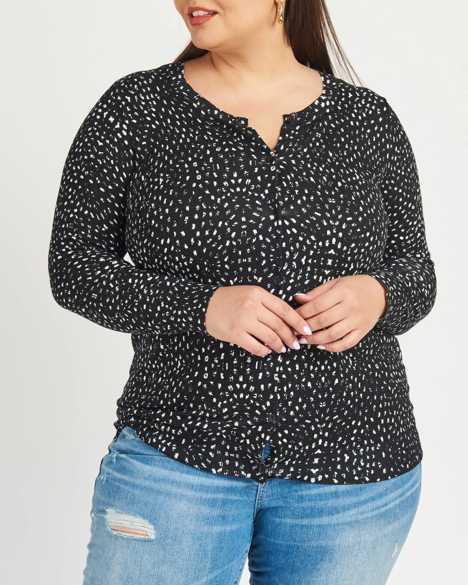Deborah Long Sleeve Cardigan | F726N BLACK