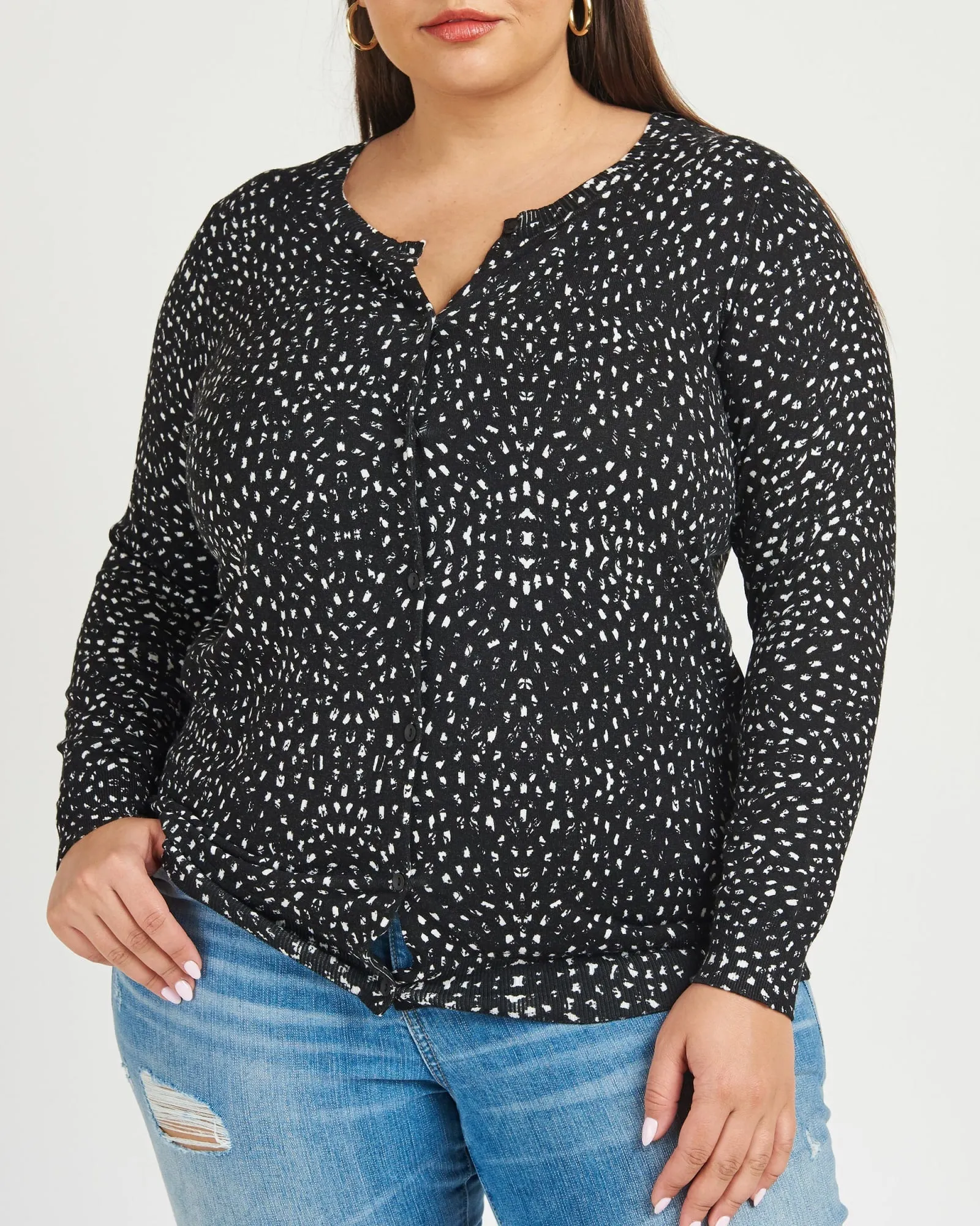 Deborah Long Sleeve Cardigan | F726N BLACK