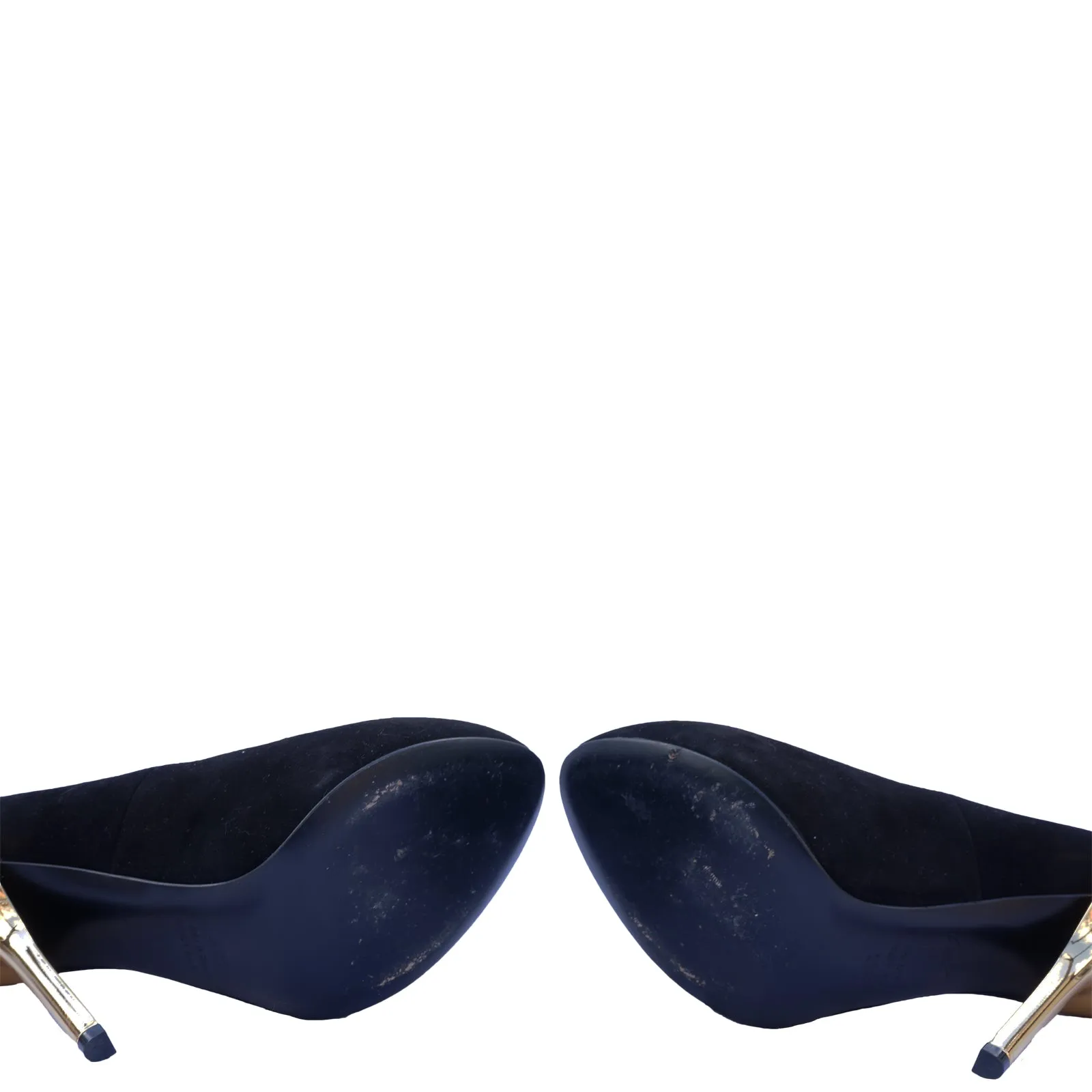 GIUSEPPE ZANOTTI SUEDE & GOLD HEEL PUMPS