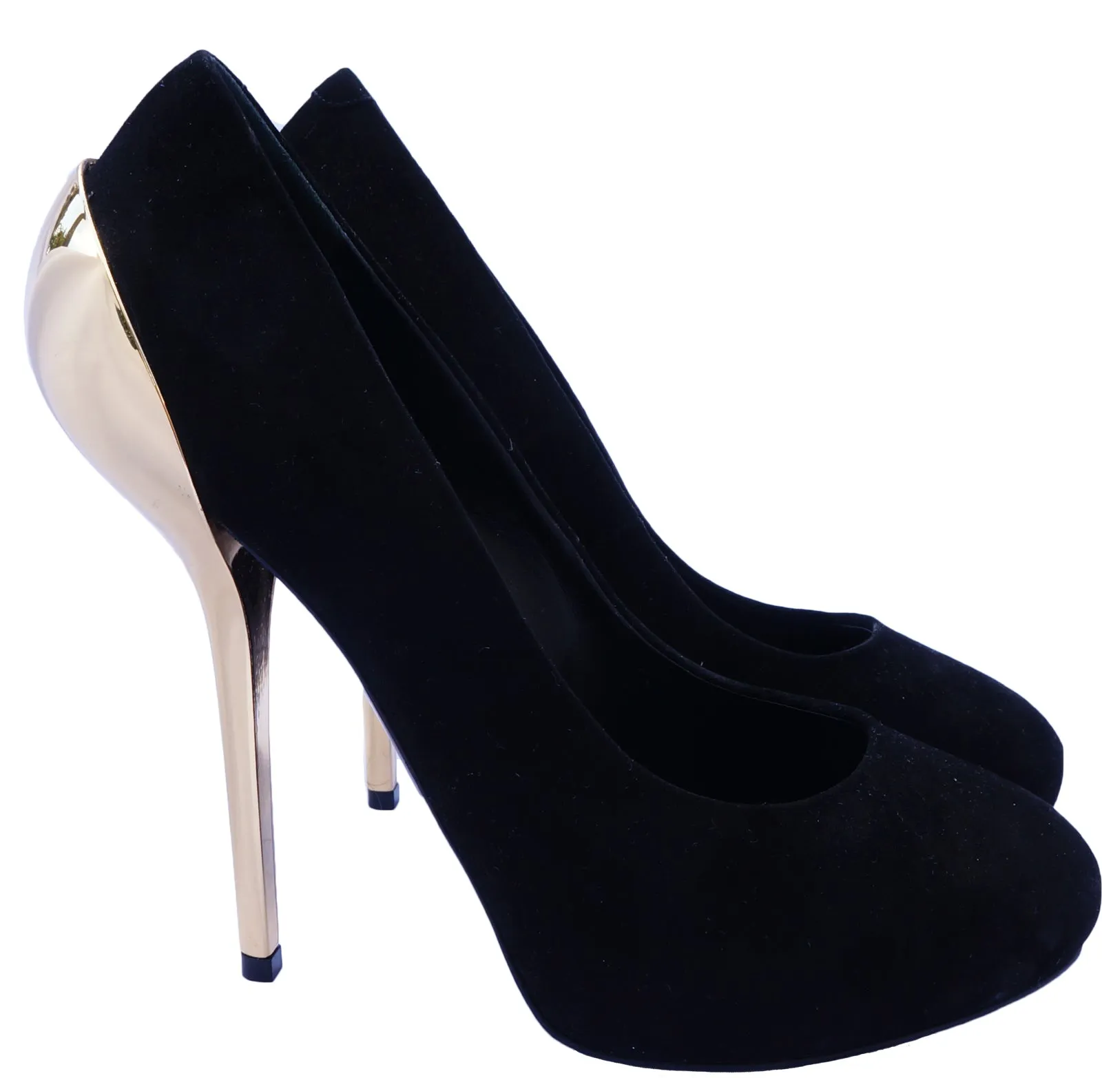 GIUSEPPE ZANOTTI SUEDE & GOLD HEEL PUMPS