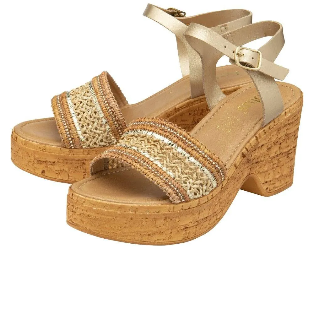 Lotus Chelsia Ladies Italian Natural Buckle Sandals