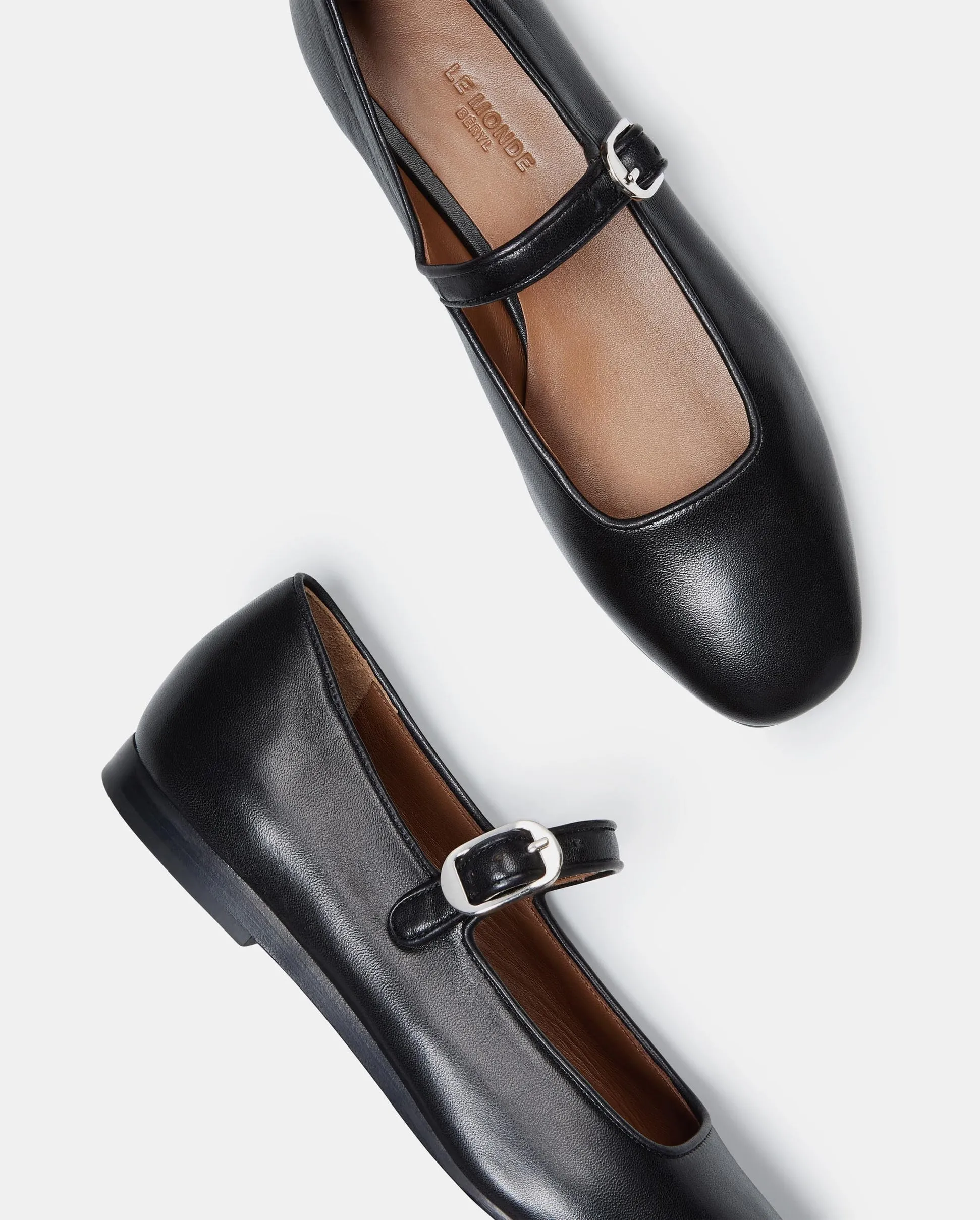MARY JANE FLATS / BLACK LEATHER