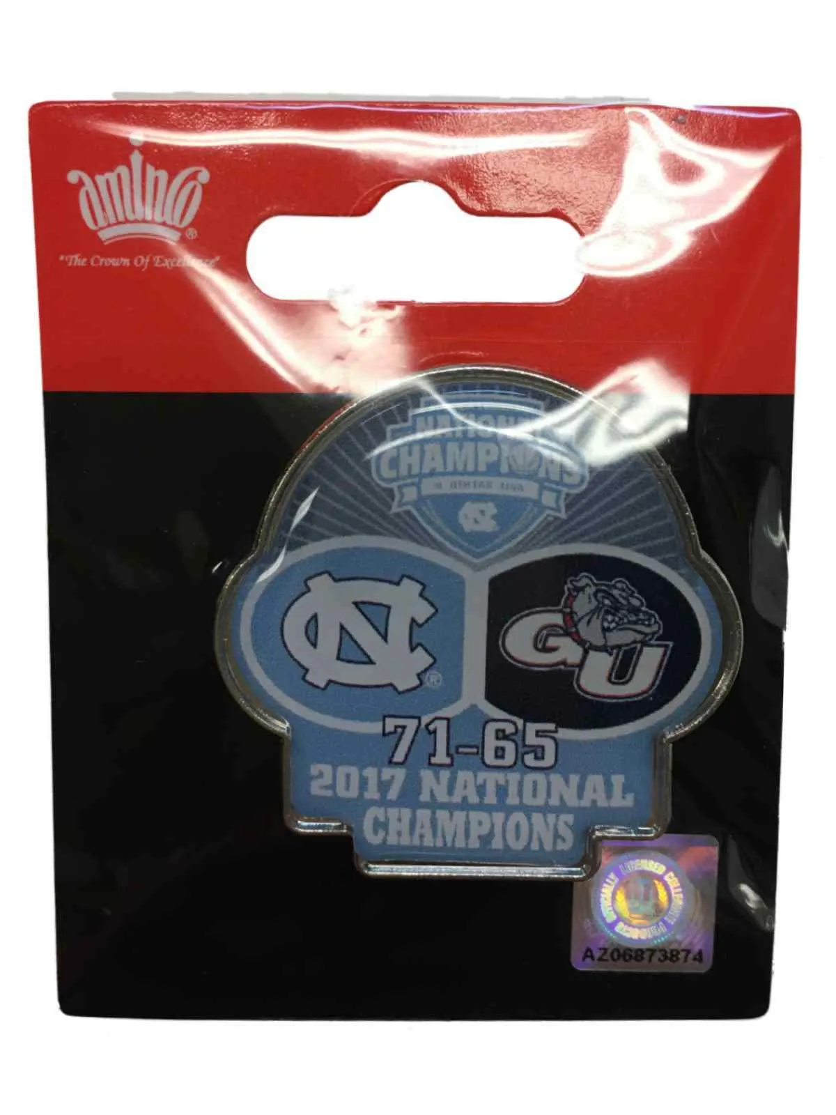North Carolina Tar Heels 2017 Basketball Champions Final Score Lapel Pin